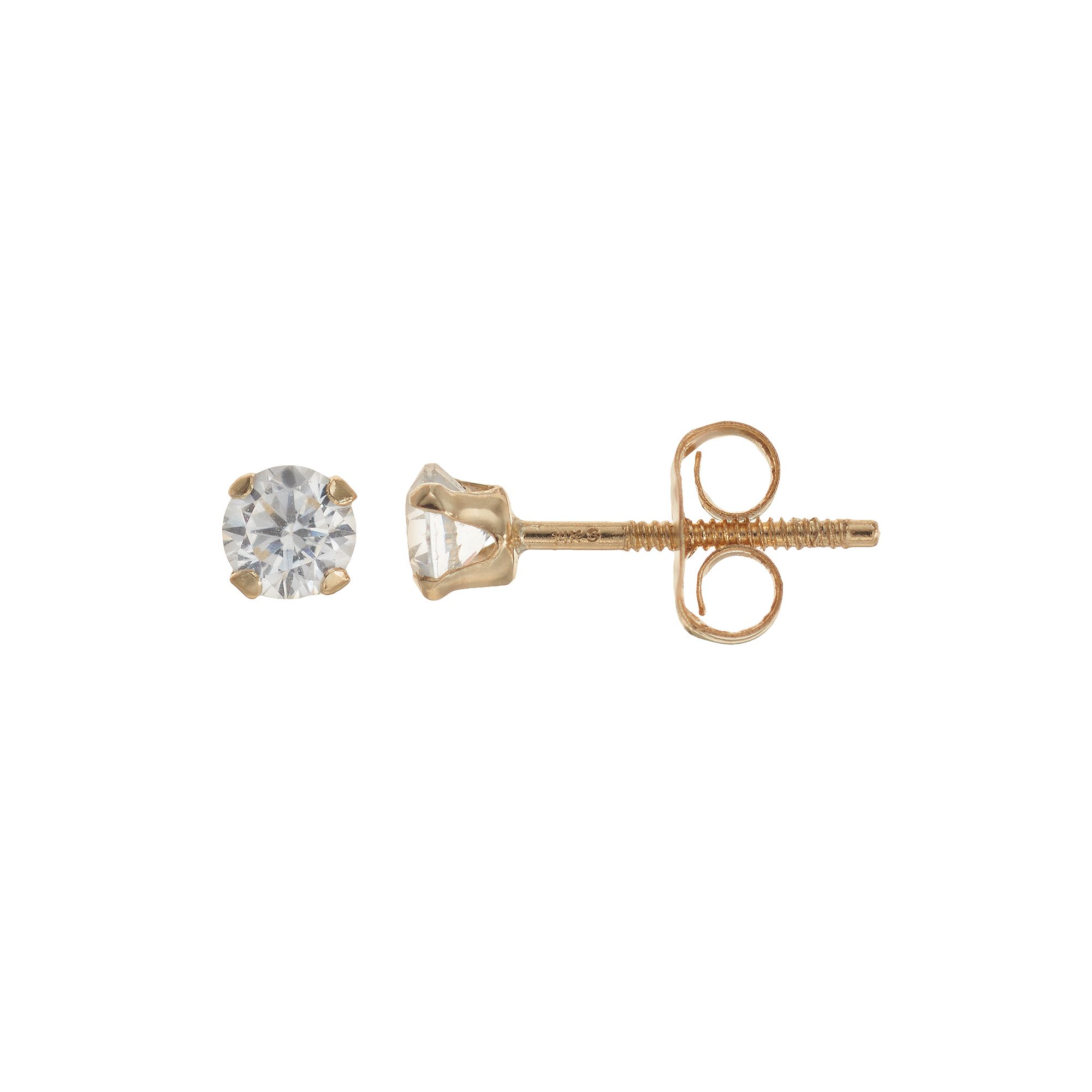 Charming Girl 14k Gold Stud Earrings - Kids, Girls