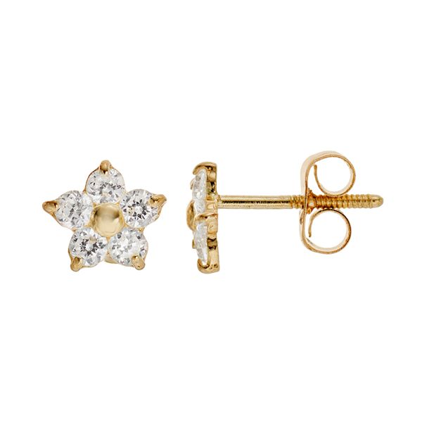 Children's Diamond-cut Star Stud Earrings 14K Yellow Gold