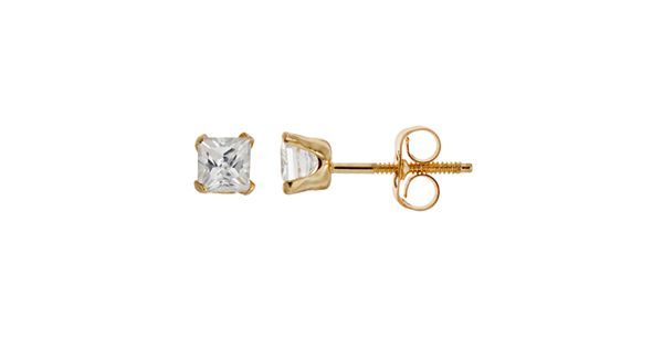 Charming Girl 14k Gold Stud Earrings - Made with Swarovski Zirconia - Kids