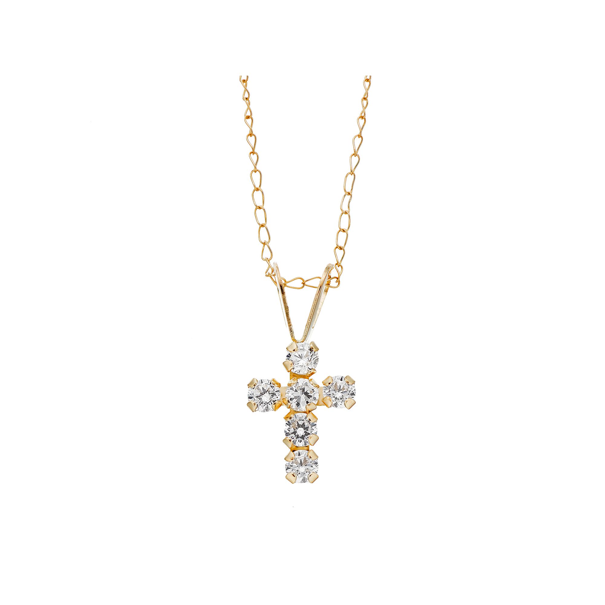 Charming Girl Kids 14k Gold Cross Pendant Necklace, Girls, Size: 15