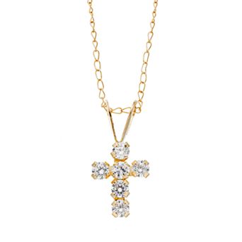 Charming Girl Kids' 14k Gold Cross Pendant Necklace