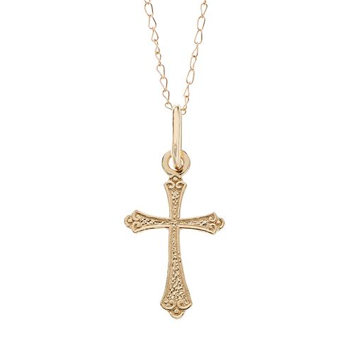 Charming Girl Kids' 14k Gold Cross Pendant Necklace