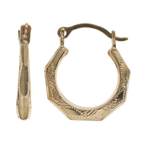 Charming Girl 14k Gold Textured Hoop Earrings Kids