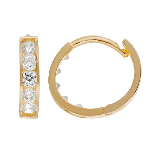 Charming Cubic Zirconia Girl 14k Gold Hoop Earrings Made with