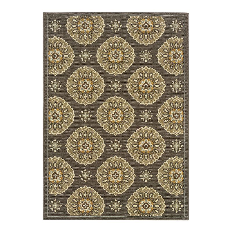 StyleHaven Bayside Medallion Indoor Outdoor Rug, Grey, 6.5X9.5 Ft