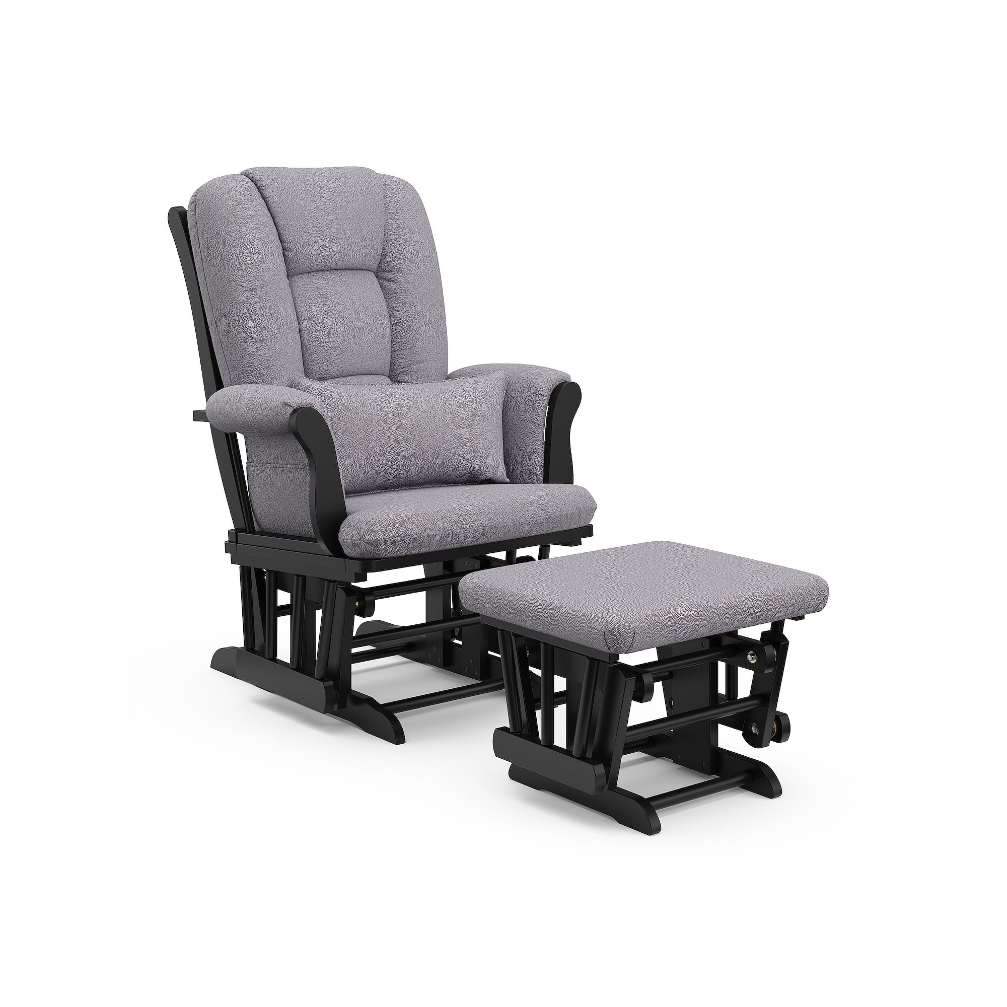 Storkcraft Tuscany Custom Glider Chair and Ottoman Set, Black Gray Swirl