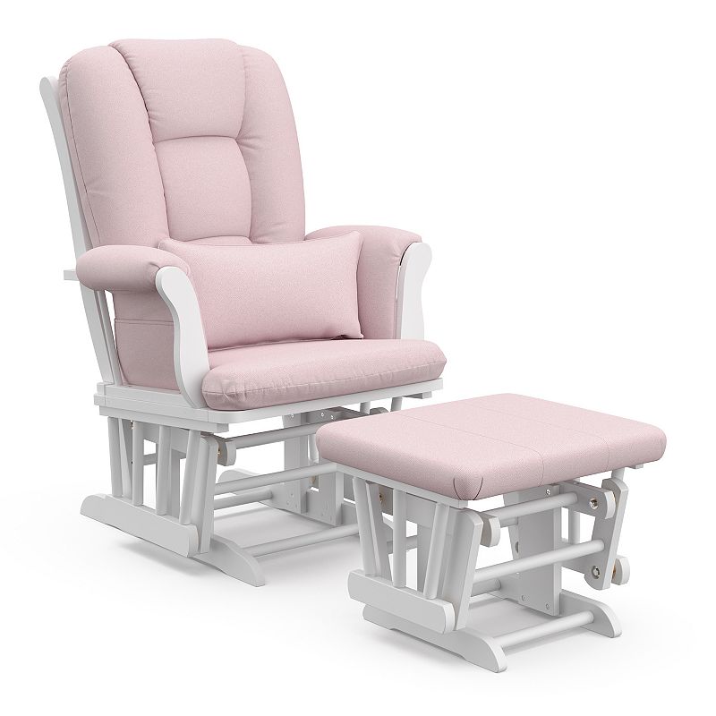 Storkcraft Tuscany Custom Glider Chair and Ottoman Set, White Blush Swirl