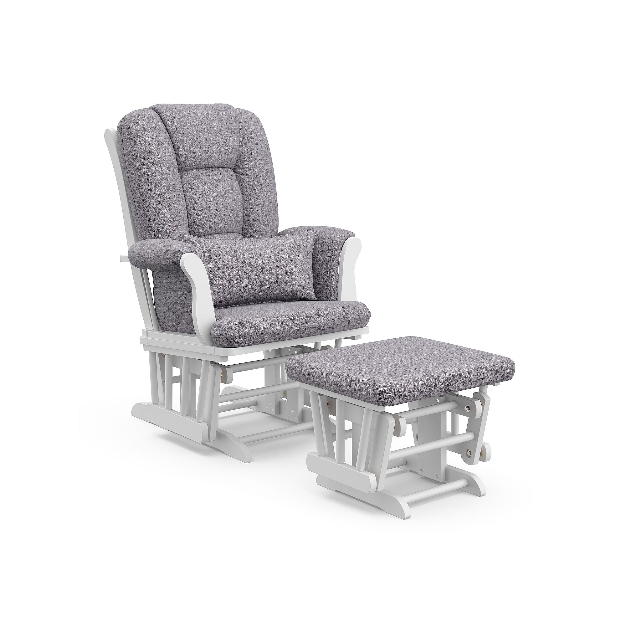 Storkcraft Tuscany Custom Glider Chair and Ottoman Set, White Gray Swirl