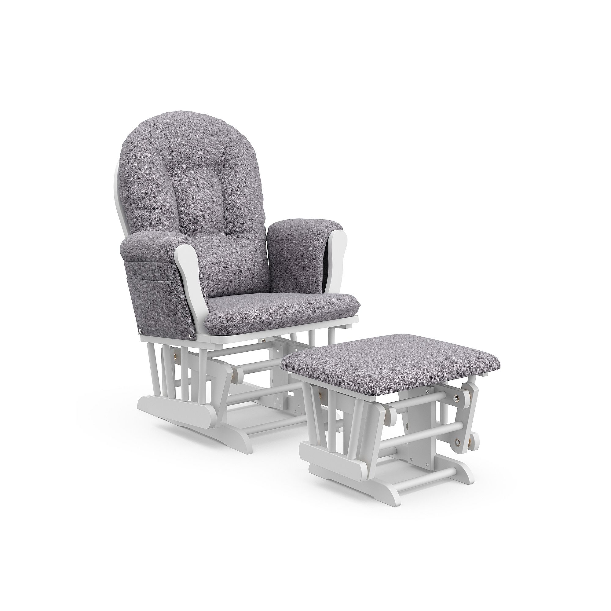 Storkcraft Hoop Custom Glider Chair & Ottoman Set, White Gray Swirl