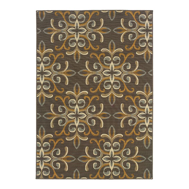 StyleHaven Bayside Fleur-De-Lis Indoor Outdoor Rug, Grey, 5X7.5 Ft