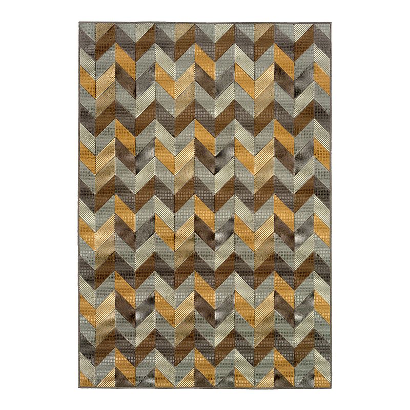 StyleHaven Bayside Chevron Indoor Outdoor Rug, Grey, 6.5X9.5 Ft