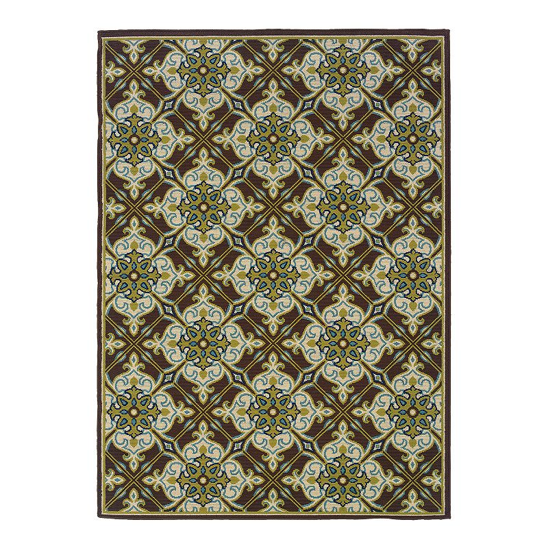 StyleHaven Cayman Damask Indoor Outdoor Rug, Brown, 5X7.5 Ft