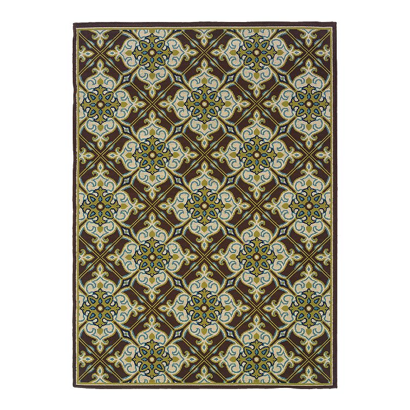 StyleHaven Cayman Damask Indoor Outdoor Rug, Brown, 8.5X13 Ft