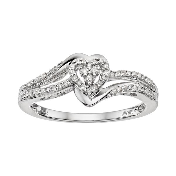 Always Yours Sterling Silver 1 6 Carat T W Diamond Heart Engagement Ring
