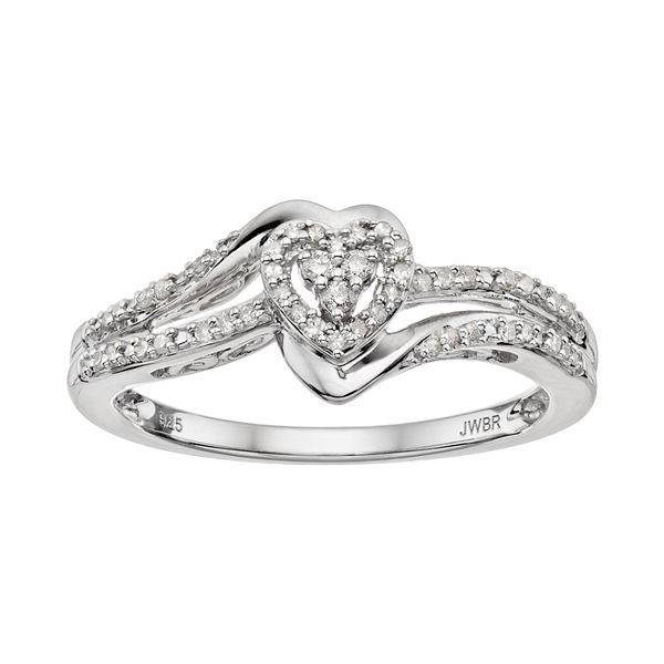 ctw Blue & White Diamond Heart Shaped Bridal Engagement Ring Set 1/4 CT Sterling Silver Dazzlingrock Collection 0.23 Carat