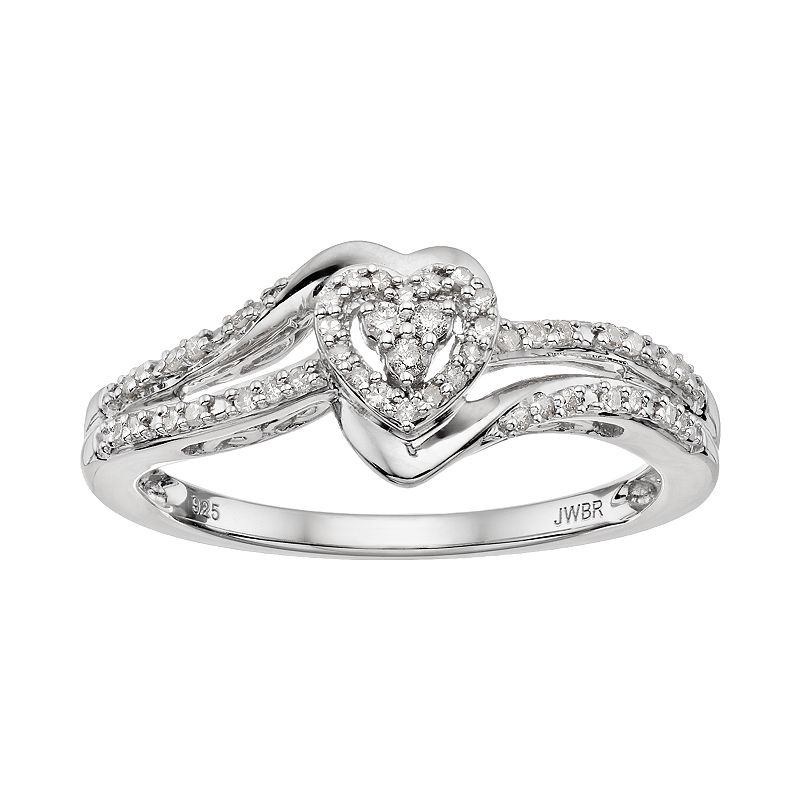 Always Yours Sterling Silver 1/6 Carat T.W. Diamond Heart Engagement Ring, 