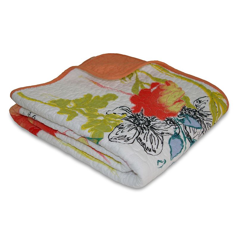 99055058 Watercolor Dream Quilted Reversible Throw, White sku 99055058