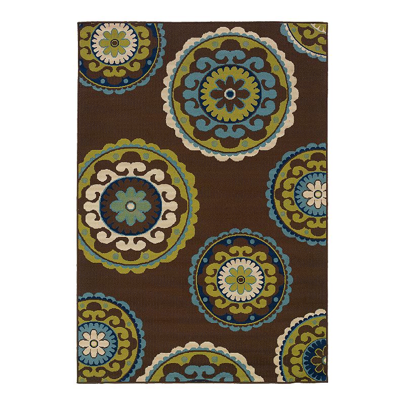 StyleHaven Cayman Medallion Indoor Outdoor Rug, Brown, 8.5X13 Ft