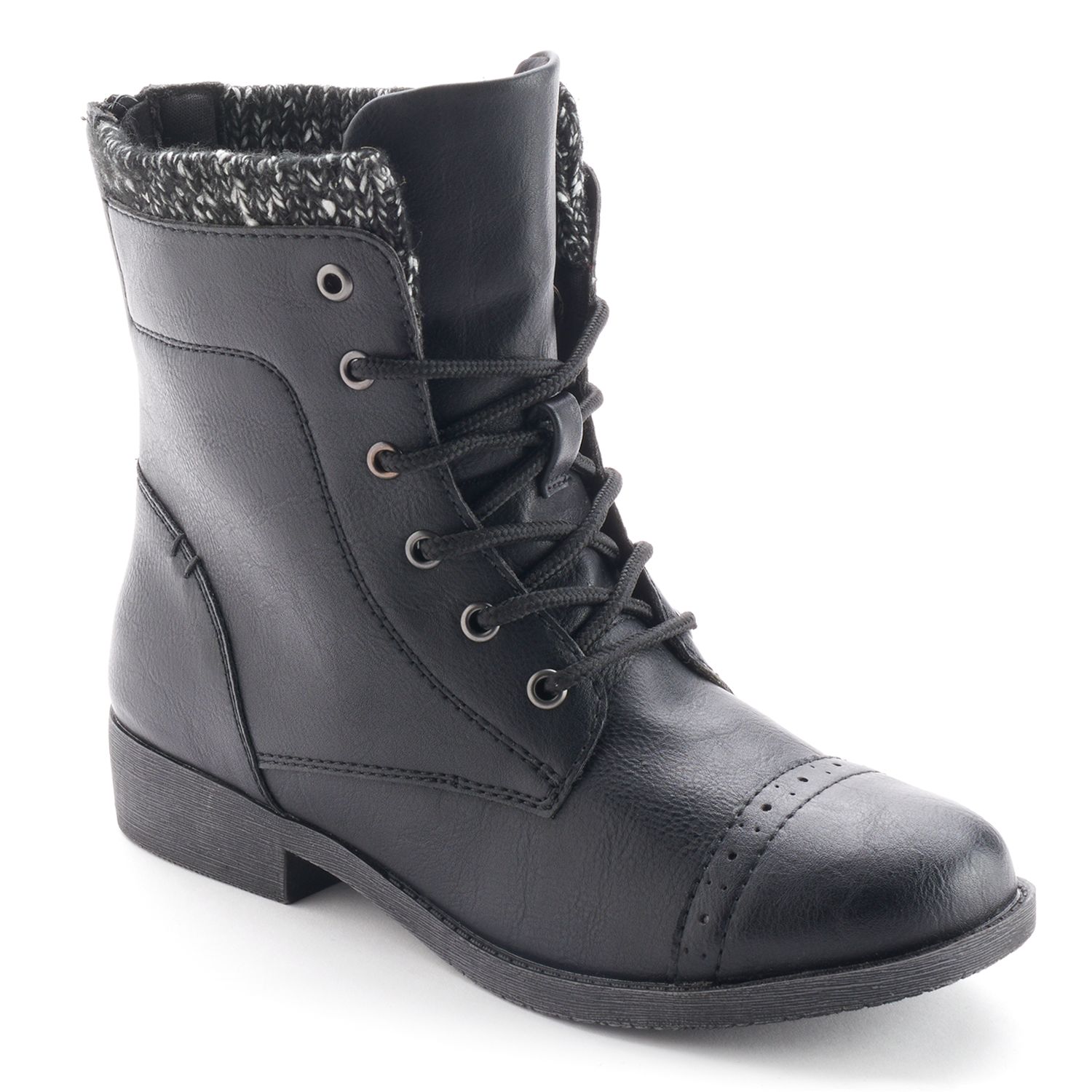 Mudd® Women's Lace-Up Knit-Cuff Boots