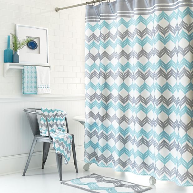 Turquoise chevron deals shower curtain