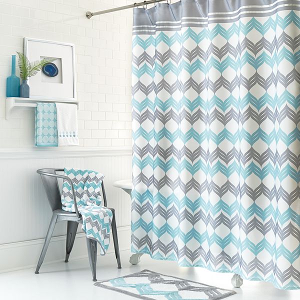 Mondrian Chevron Fabric Shower Curtain, Kohls Bathroom Shower Curtain Sets