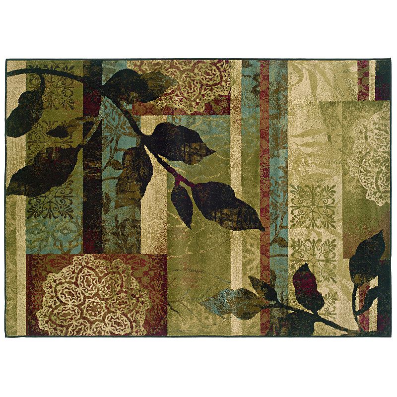 StyleHaven Hartley Floral Geometric Rug, Beig/Green, 5X8 Ft