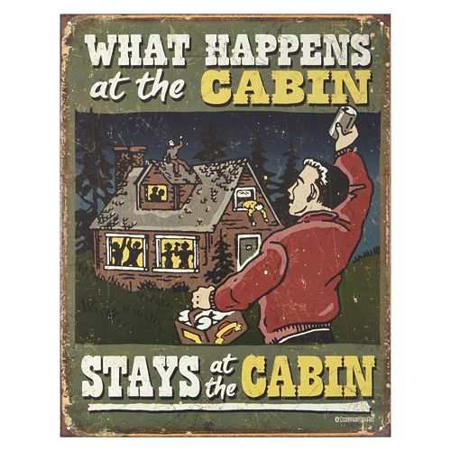 What Happens At The Cabin Vintage Metal Wall Decor