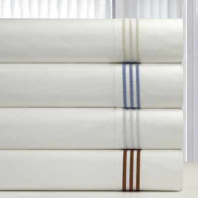 Pointehaven 300-Thread Count Embroidered Cotton Sheet Set or Pillowcase Pair