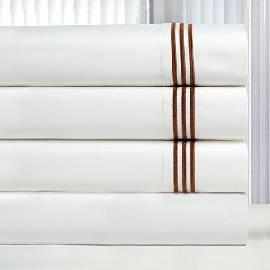 Pointehaven 300-Thread Count Embroidered Cotton Sheet Set or Pillowcase Pair