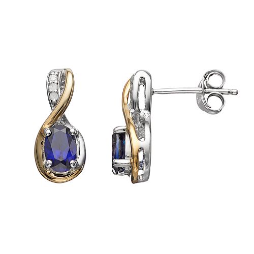 Lab-Created Sapphire & Diamond Accent Sterling Silver & 10k Gold Over ...