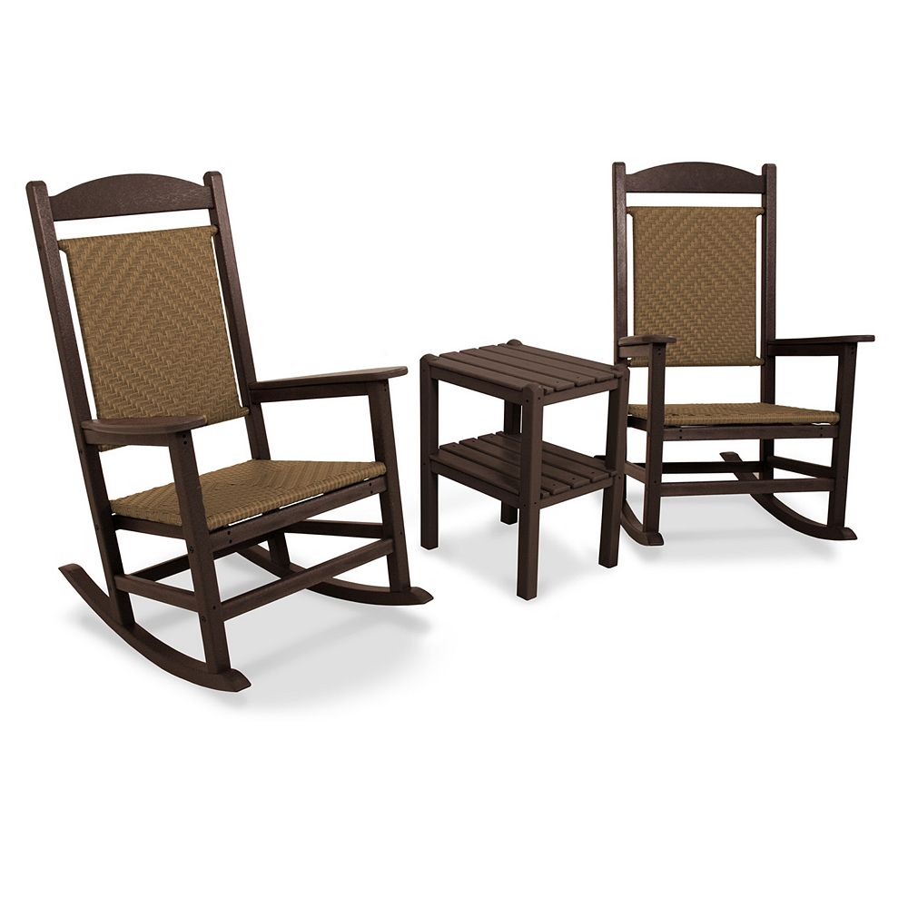 Polywood 3 Piece Presidential Woven Outdoor Rocking Chair