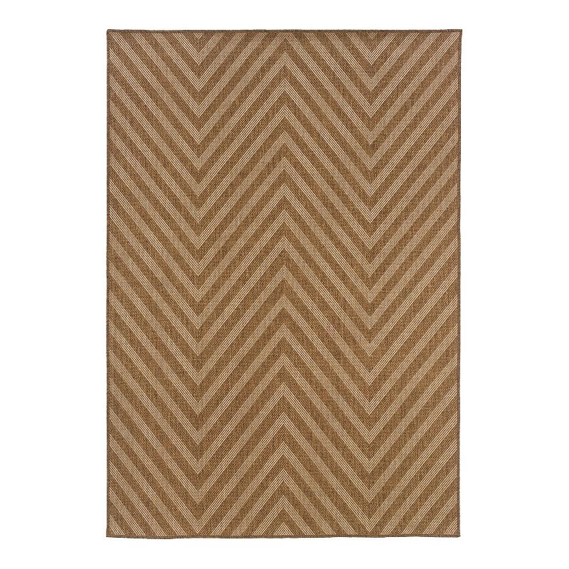 StyleHaven Kendall Chevron Indoor Outdoor Rug, Beig/Green, 8.5X13 Ft