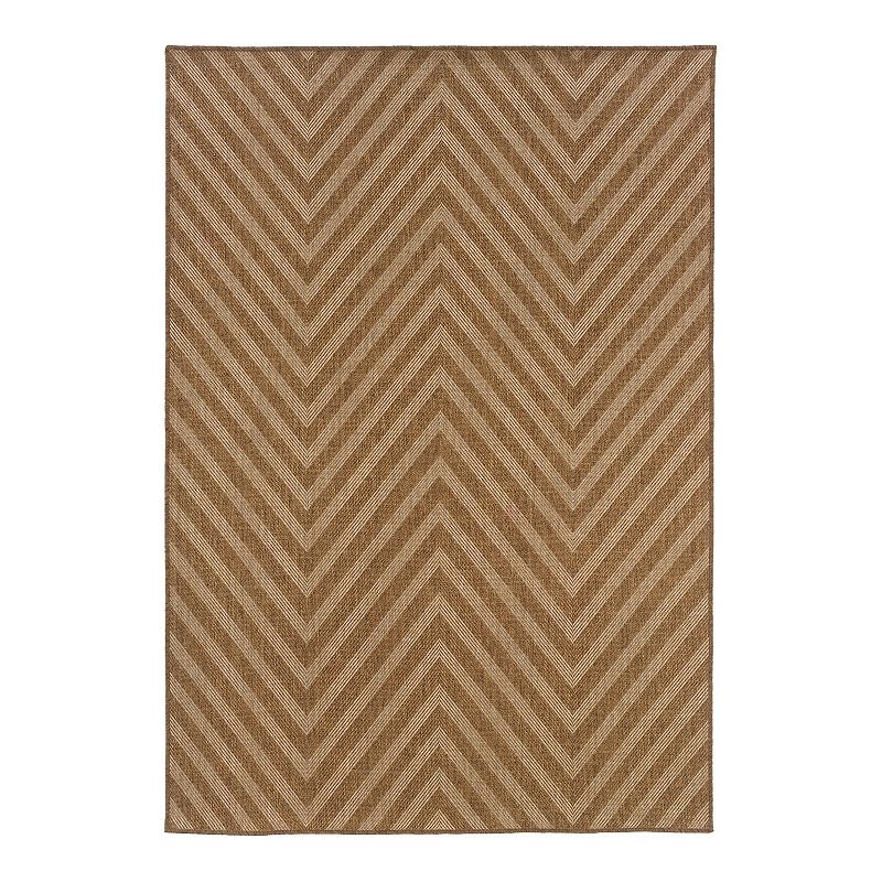 StyleHaven Kendall Chevron Indoor Outdoor Rug, Beig/Green, 5X7.5 Ft