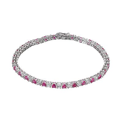 Pink Tennis Bracelet with White Lab Sapphires in Sterling on sale Silver with Rose Rhodi