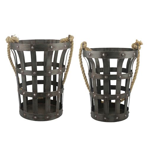 Stonebriar Collection 2-piece Riveted Rustic Basket Set