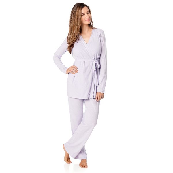 Miyanuby Maternity Nursing Pajama Sets Long Sleeve Breastfeeding Sleepwear  Set Side Open Ruched Top with Built-in Bra & Pants Pregnancy Lounge PJS,  S-3XL 