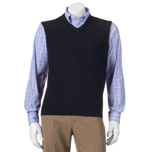 Comfort-Touch Cable-Knit Sweater Vest