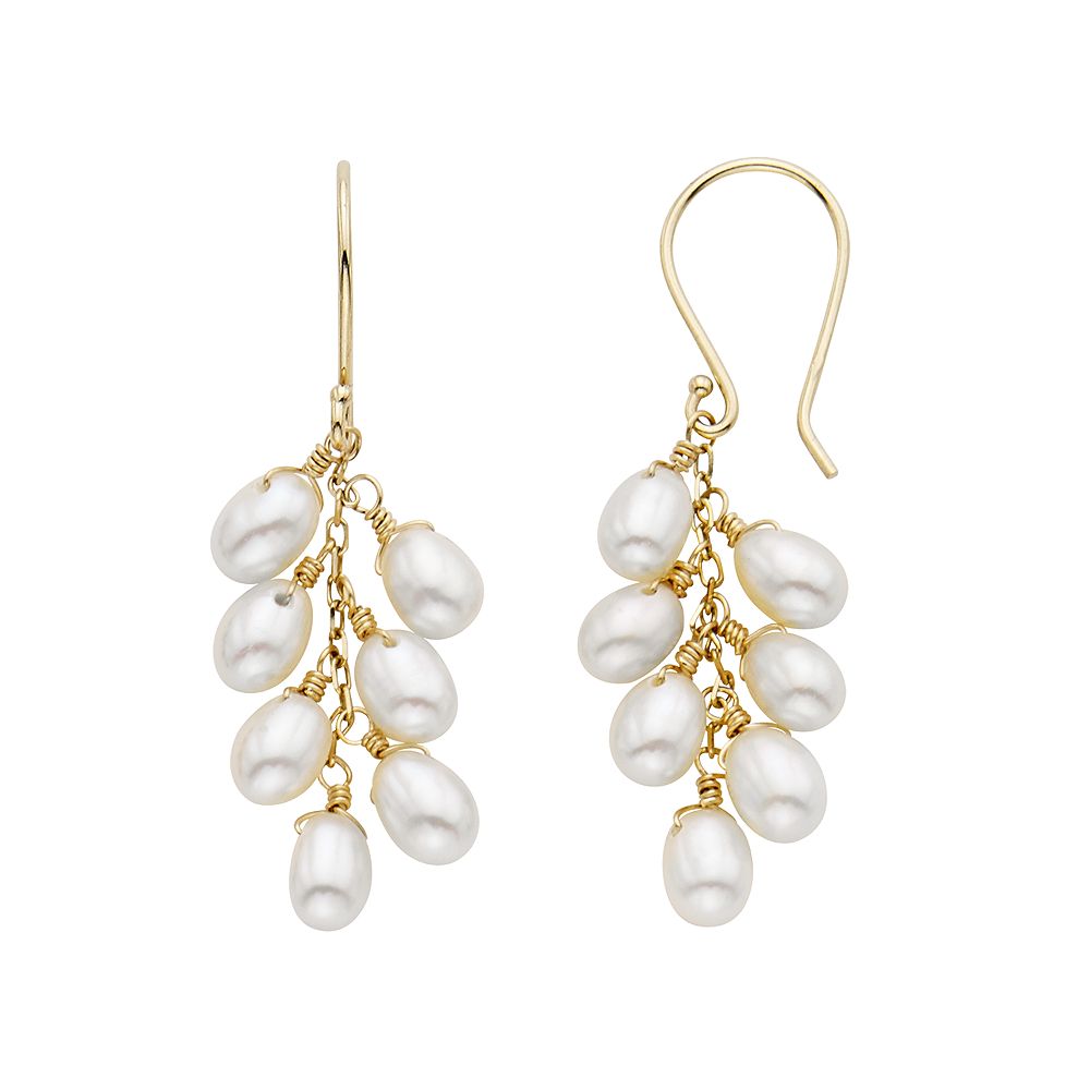 Earrings - Freshwater Pearl Cluster Drop Earrings Cream main image 1