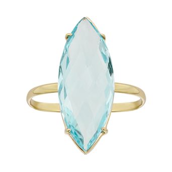 Jewelmak Sky Blue Topaz 14k Gold Marquise Ring