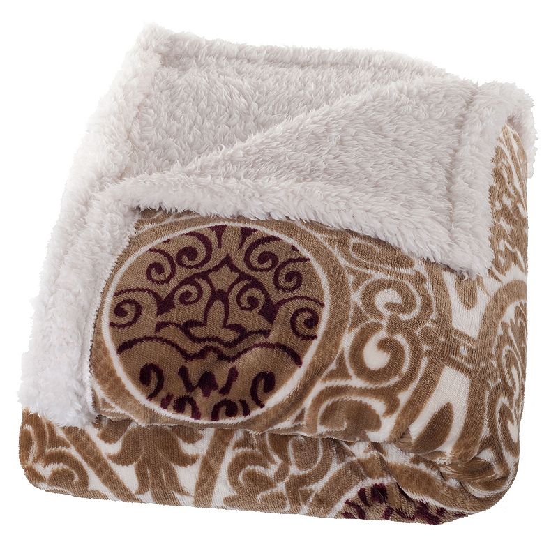 Lavish Home Printed Coral Fleece Sherpa Throw