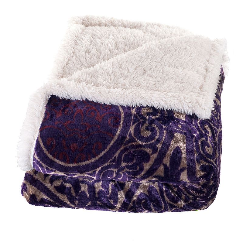 Lavish Home Printed Coral Fleece Sherpa Throw