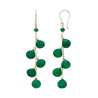 Designs by Gioelli Jewelmak 14k Gold Green Onyx Drop Earrings