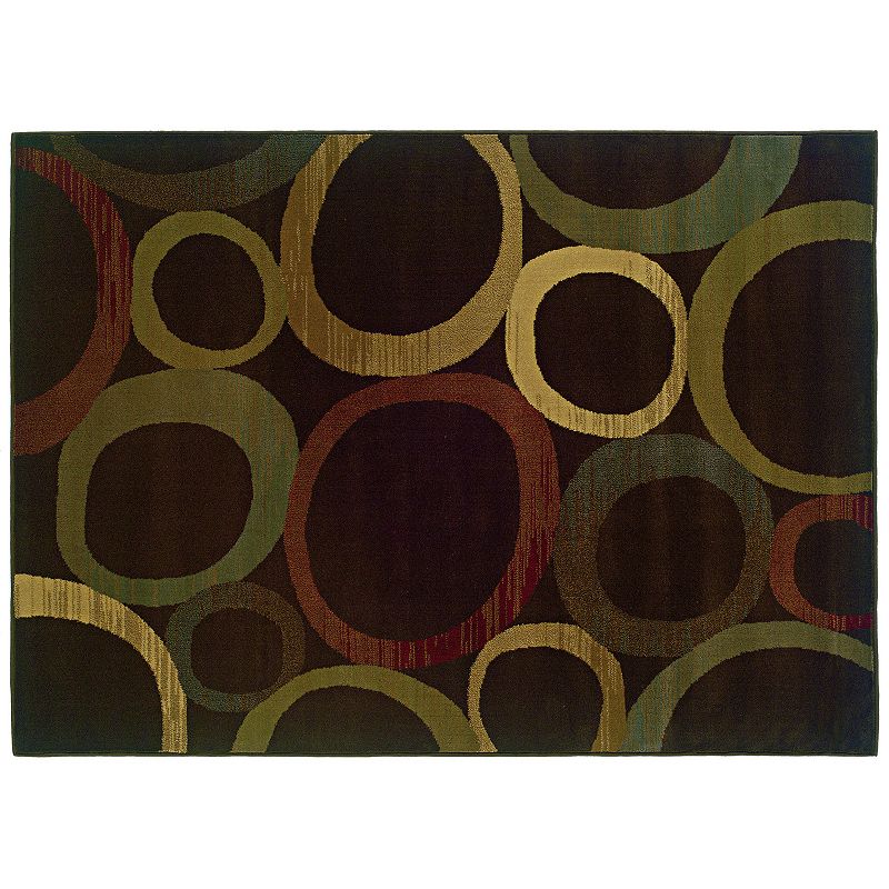 StyleHaven Talbot Abstract Circle Rug, Brown, 8X11 Ft