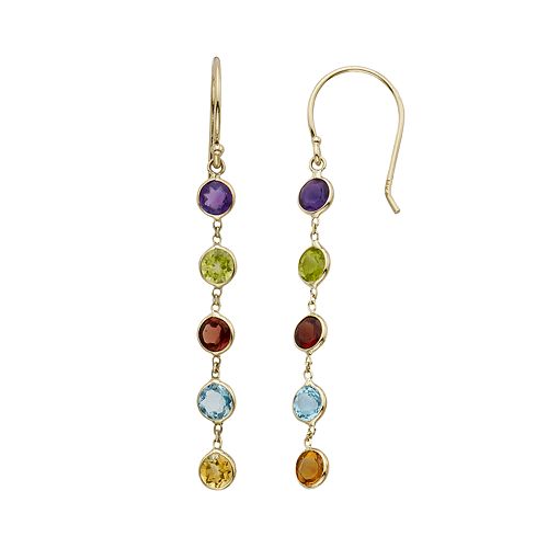 Gemstone 14k Gold Linear Drop Earrings