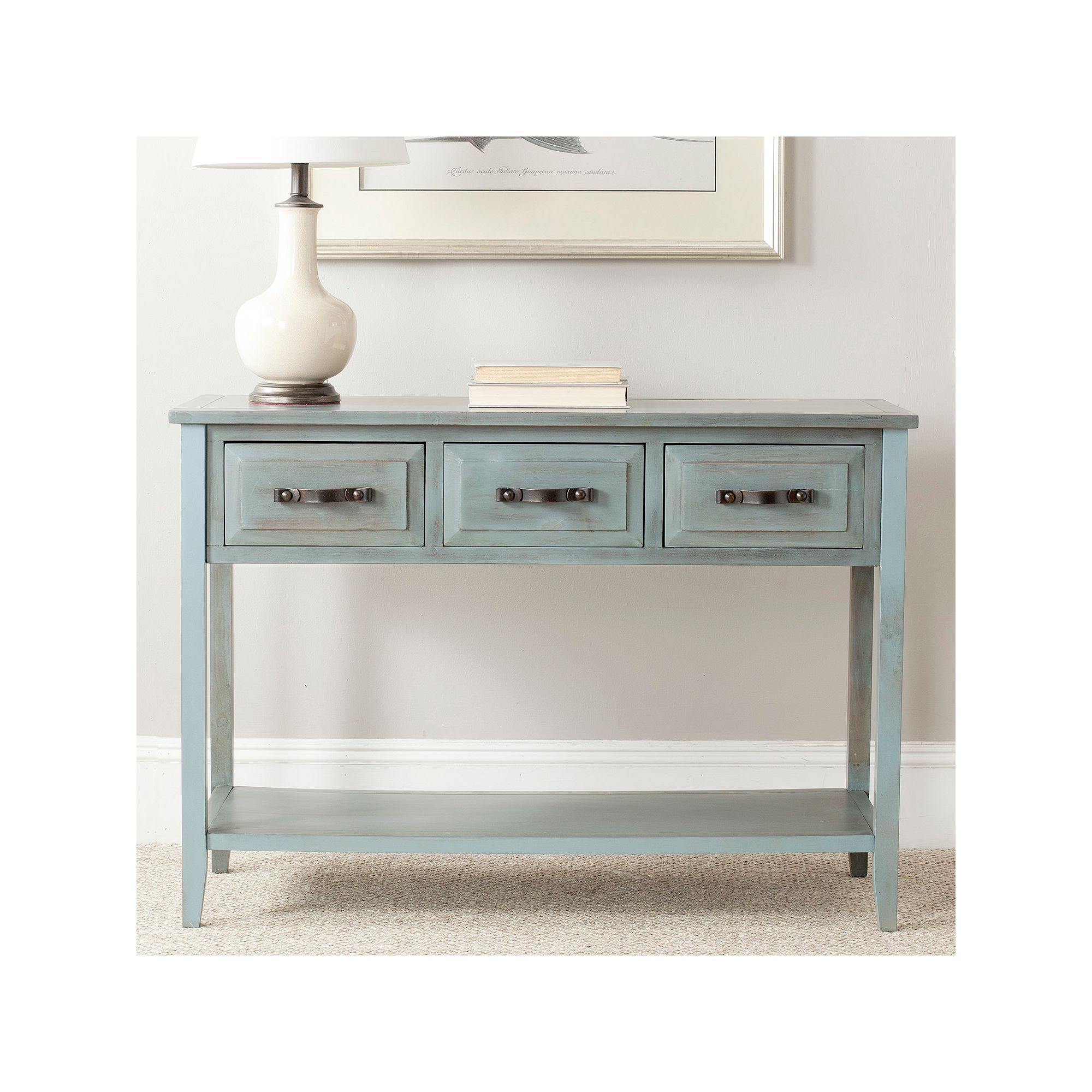 Safavieh Aiden Console Table, Antique Pale Blue