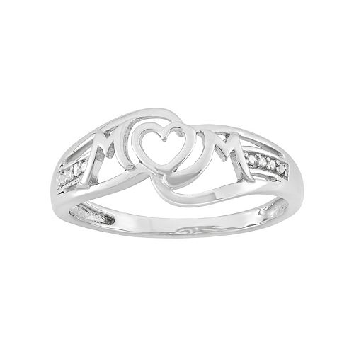 Diamond Accent Sterling Silver Heart "Mom" Ring
