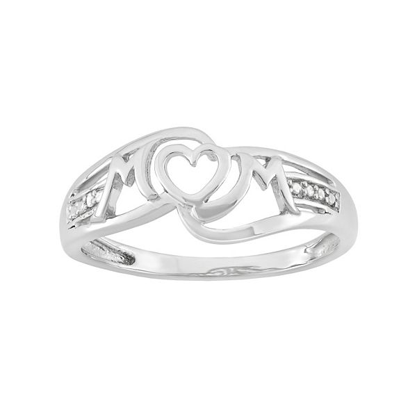Diamond Accent Sterling Silver Heart Mom Ring