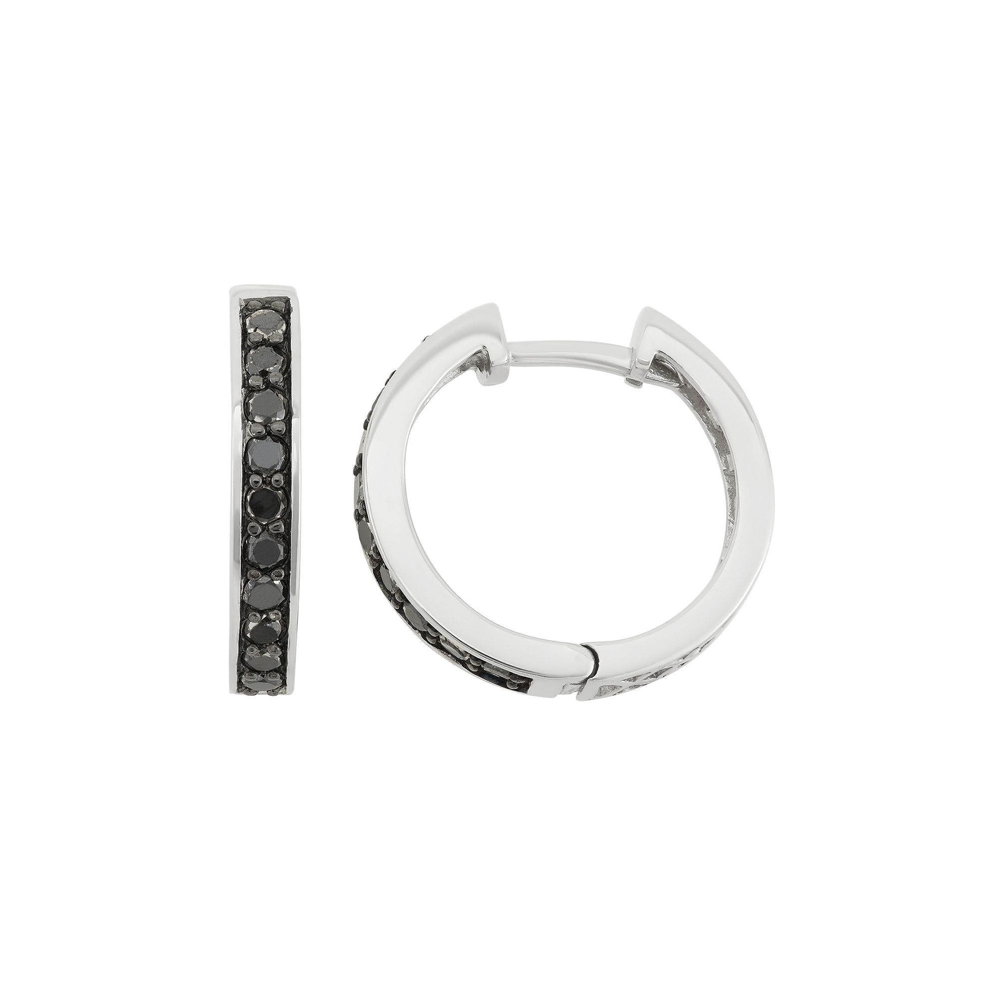 Jewelexcess 1 Carat T.W. Black Diamond Hoop Earrings, Womens