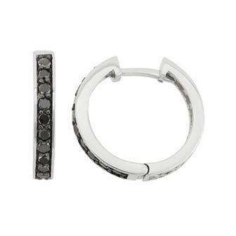 Jewelexcess 1 Carat T.W. Black Diamond Hoop Earrings