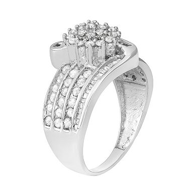 Jewelexcess 1 Carat T.W. Diamond Sterling Silver Swirl Ring